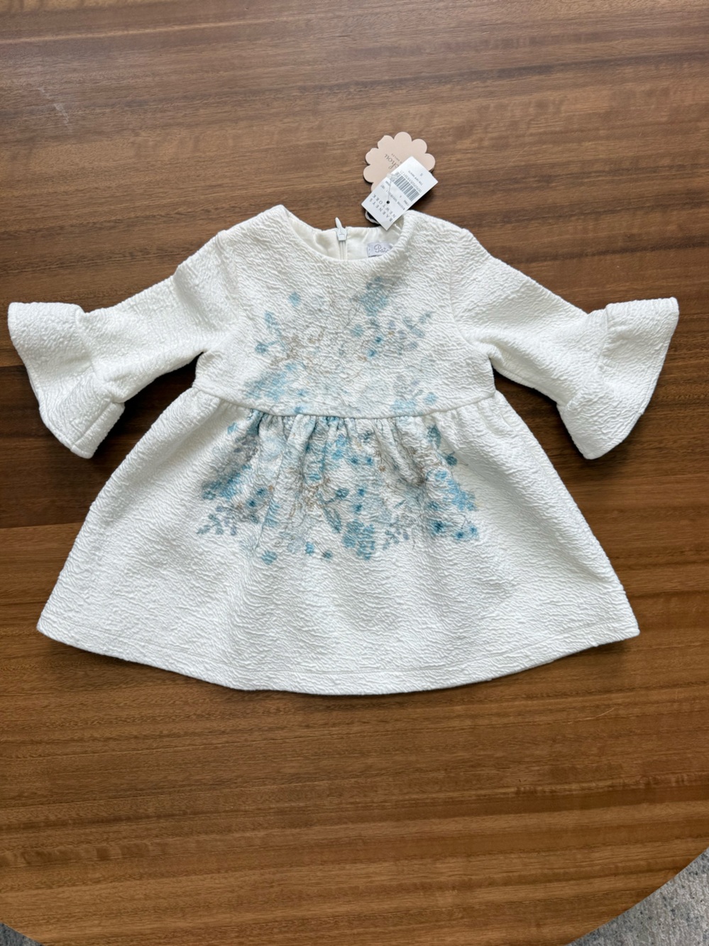 Barneys New York baby girl dress cream floral 6M